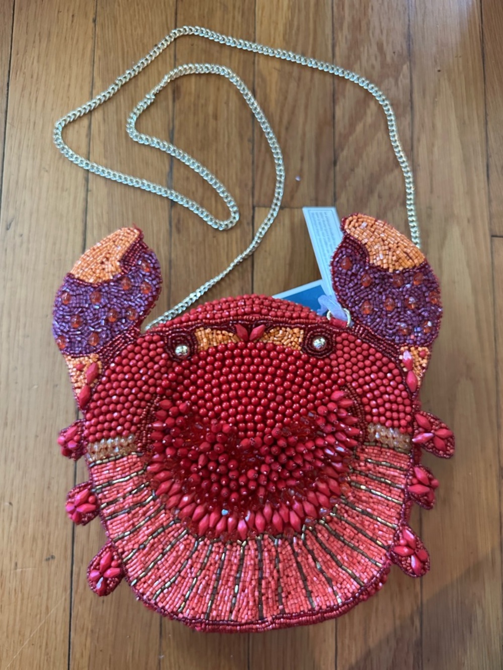 🦀 Beaded Crab Statement Crossbody Bag | Gold Chain | Viral Trend